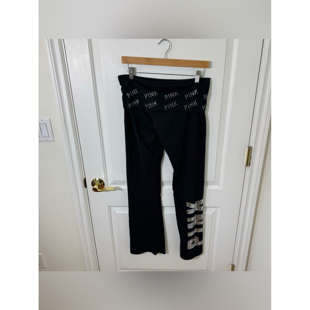 Victoria's Secret Pink Foldover Yoga Pants Bling Sequins Y2K Snooki